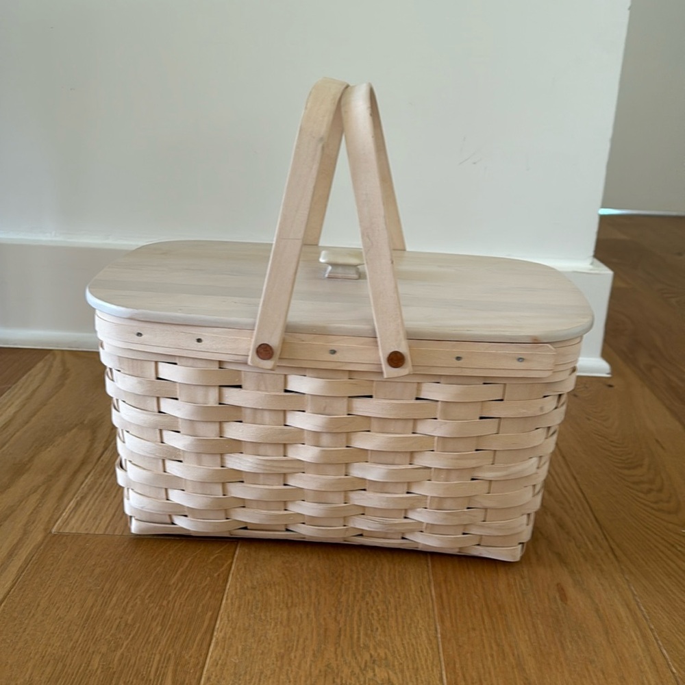 Longaberger large white washed basket